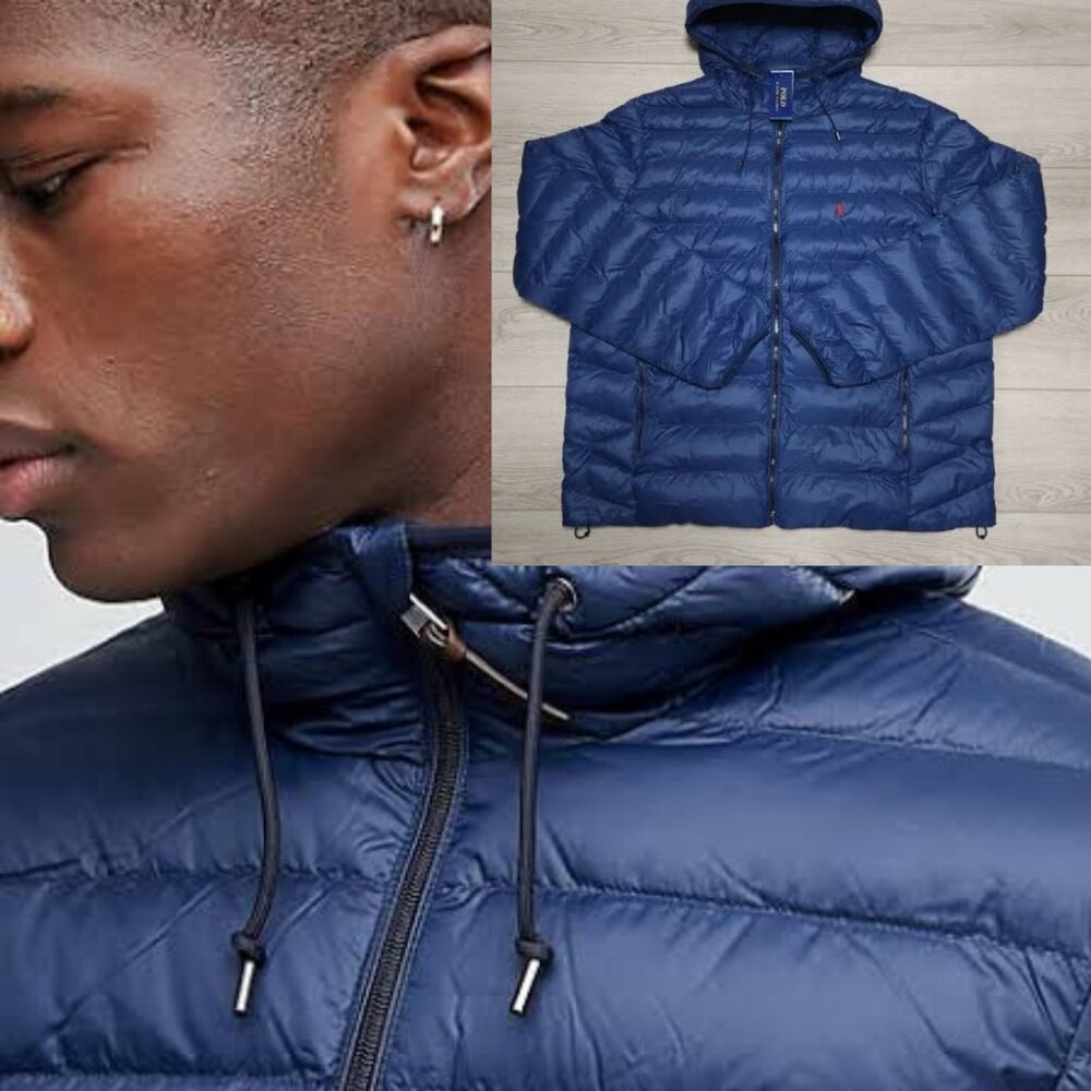 Polo Ralph Lauren Blue Packable Down Jacket Red Pony No Faults & Defects